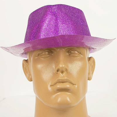 Шляпа Федора блестки (фиолетовая)