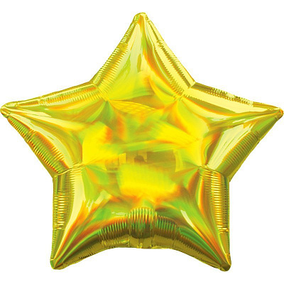 Куля фольгована 19" зірка голографічна золота
