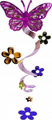 Спираль фольгированная "Бабочка с цветами"