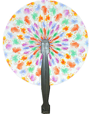 Веер круглый Бабочки разноцветные (бумага)