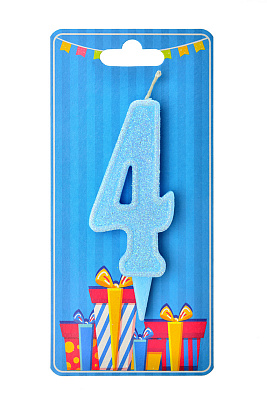 Свічка цифра 4 (блакитна)