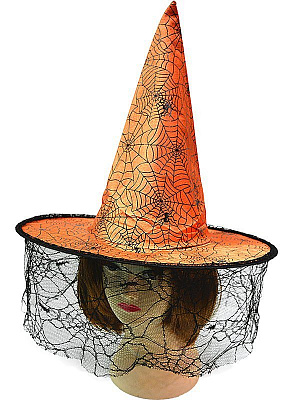 Шляпа ведьмы с вуалью (оранжевая)