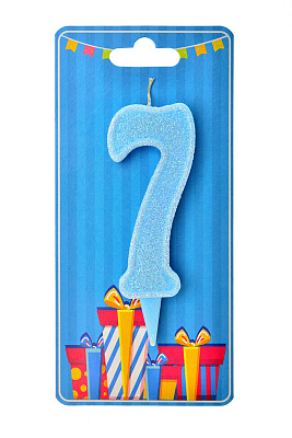 Свічка цифра 7 (блакитна)