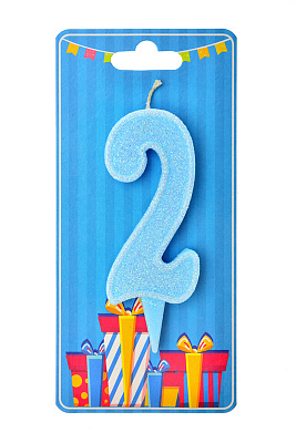 Свічка цифра 2 (блакитна)