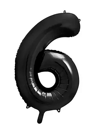 Куля цифра 6 фольгована 66 см (чорна)