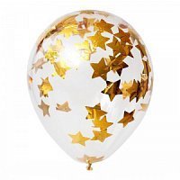 Воздушные шарики|Шары с гелием|Латексные шары|Шар с конфетти звезды (золото)