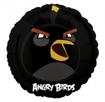 Шар фольга 18" Angry Birds Черная птица (круг)