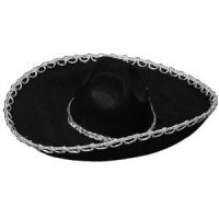 Тематические вечеринки|Мексиканская вечеринка|Мексиканские шляпы|Сомбреро черное с серебром (фетр)