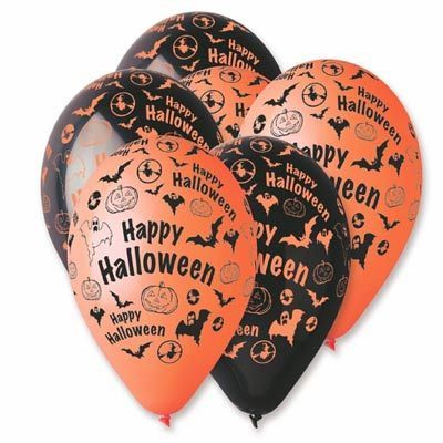 Воздушный шар 30 см Персонажи Хэллоуина (черно-оранжевые)