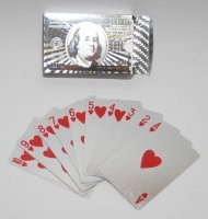 Товары для праздника|Подарки и приколы|Покерные наборы, алко-игры|Карты игральные серебрянные (доллары)