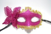 Товары для праздника|Маски карнавальные|Венецианские маски|Маска венецианская бабочка (малиновая)