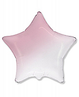 Шар звезда 46см Омбре бело-розовый