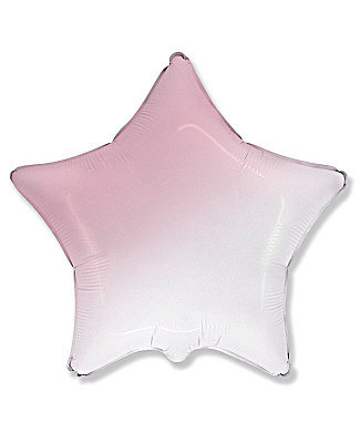 Куля фольгована 46 см зірка Омбре біло-рожева