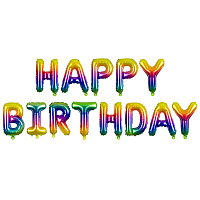 Воздушные шарики|Шарики на день рождения|Мальчику|Надпись фольга Happy Birthday (радуга)