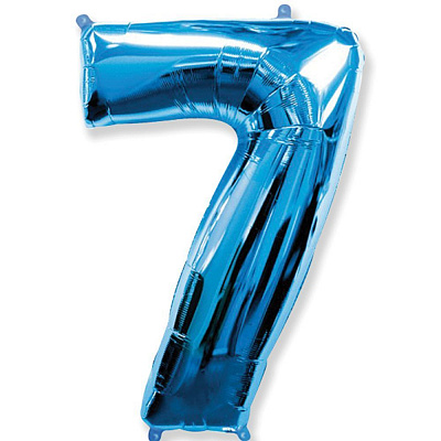 Куля цифра 7 фольгована 90см люкс (синя)