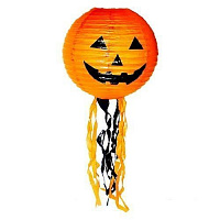 Праздники|Декорации на Хэллоуин|Подвесной декор|Фонарик Тыква 30 см. с подвесками