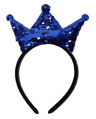 Обруч корона в пайетках (синяя)