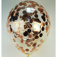 Воздушные шарики|Тематические шары|Романтические шары|Шар с конфетти круги (розовое золото)
