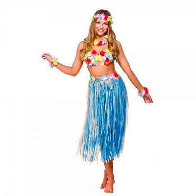 Гавайський костюм із довгою спідницею (синій)