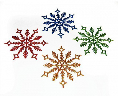 Снежинка 10 см разноцветная декоративная