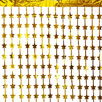 Штора из фольги Звезды (золотые) 2х1м