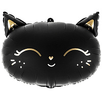 Воздушные шарики|Шары фольгированные|Фигуры|Шар фигура Кошечка черная 48х36 см