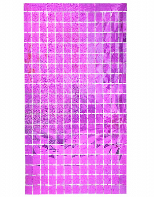 Штора голограма квадратики (рожева) 2х1м