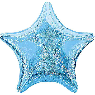Куля фольгована 19" зірка блиск блакитна