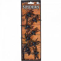 Праздники|Halloween|Паутина и пауки|Набор пауков резиновые 8 шт