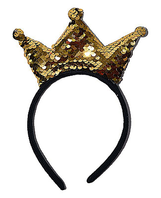 Обруч корона в пайетках (золотая)
