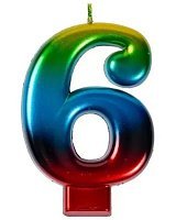 Свеча цифра 6 Радуга