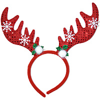 Рога Оленя со снежинками (красные)