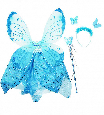 Набор феи-бабочки с юбкой (голубые)