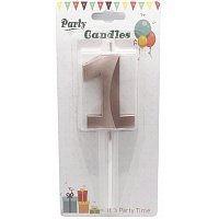 Свеча цифра грани на пике 1 (розовое золото)