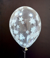Воздушные шарики|Шары с гелием|Латексные шары|Шар с конфетти звезды (бирюзовые)