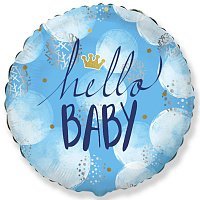 Шар фольга 45см Hello Baby (голубой) Шар фольга 45см Hello Baby (голубой)