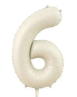 Куля цифра 6 фольгована 66 см (слонова кістка)
