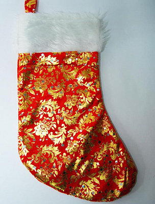 Носок для подарка новогодний с золотыми узорами