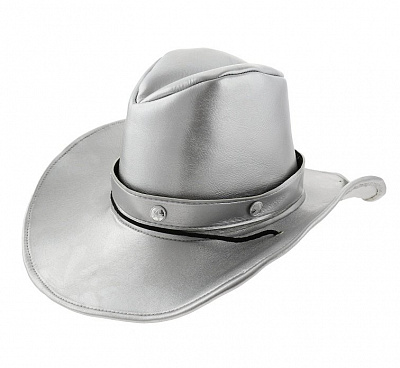 Шляпа ковбойская кожаная (серебро)