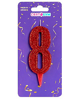 Свеча цифра 8 (красная)