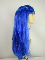 Парик длинный блестки (синий)