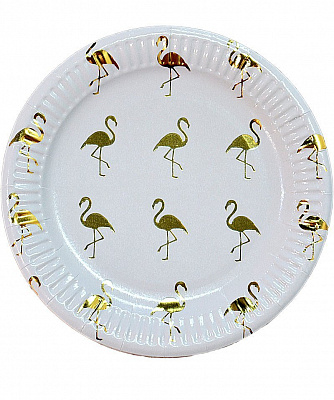 Тарелки Фламинго (бело-золотые) 10