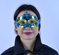 Товары для праздника|Маски карнавальные|Венецианские маски|Маска венеция Павлин (голубая)