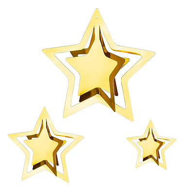 Звезды подвесные 3D (золотые) 11