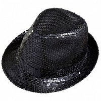 Товары для праздника|Карнавальные шляпы|Котелки и цилиндры|Шляпа Твист в пайетках черная