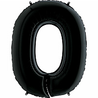 Шар цифра 0 фольга 90см люкс (черная)