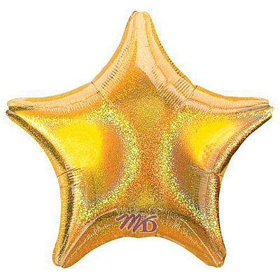 Куля фольгована зірка блиск золота 48 см