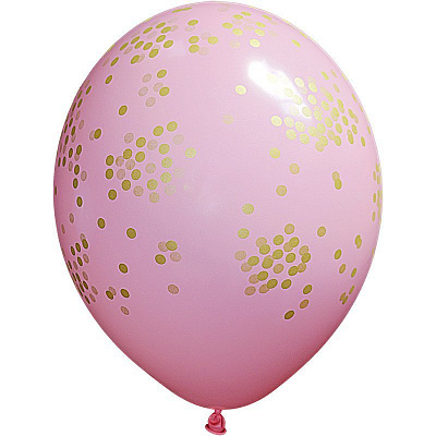 Воздушный шарик розовый Конфетти 14"