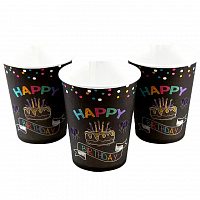 Стаканы Happy Birthday торт неон 10 шт