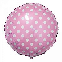 Шар фольга 18" Горошек (Розовый) Шар фольга 18" Горошек (Розовый)